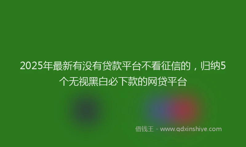 2025年最新有没有贷款平台不看征信的，归纳5个无视黑白必下款的网贷平台