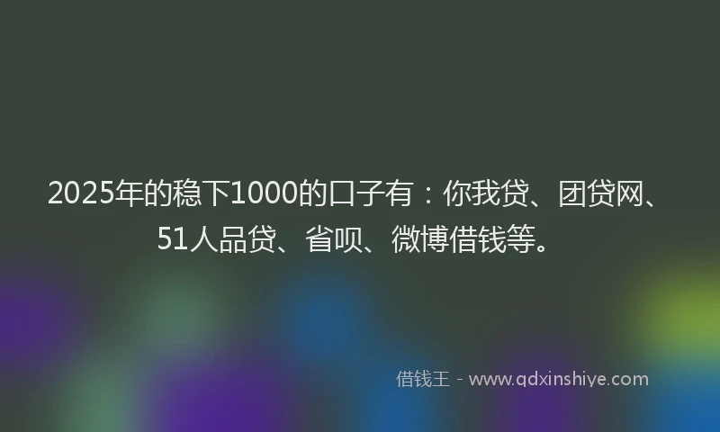 2025年的稳下1000的口子有：你我贷、团贷网、51人品贷、省呗、微博借钱等。