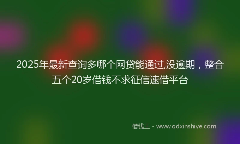 2025年最新查询多哪个网贷能通过,没逾期，整合五个20岁借钱不求征信速借平台