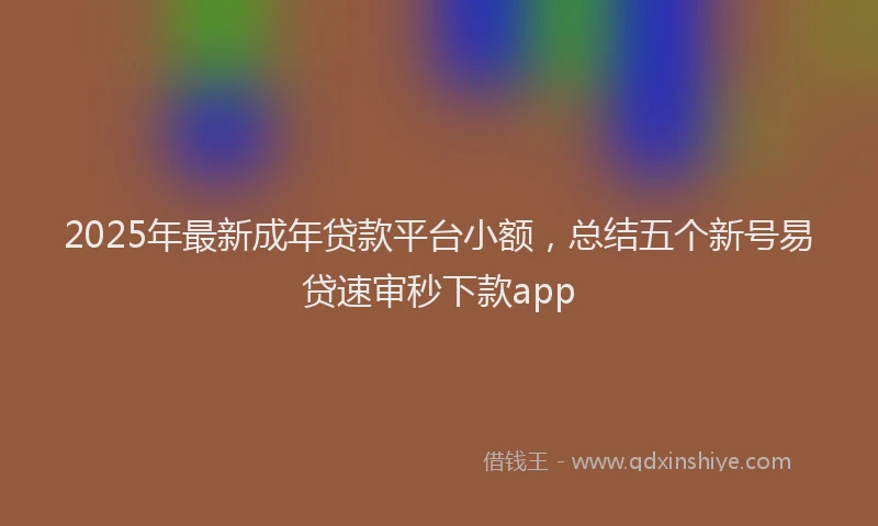 2025年最新成年贷款平台小额，总结五个新号易贷速审秒下款app
