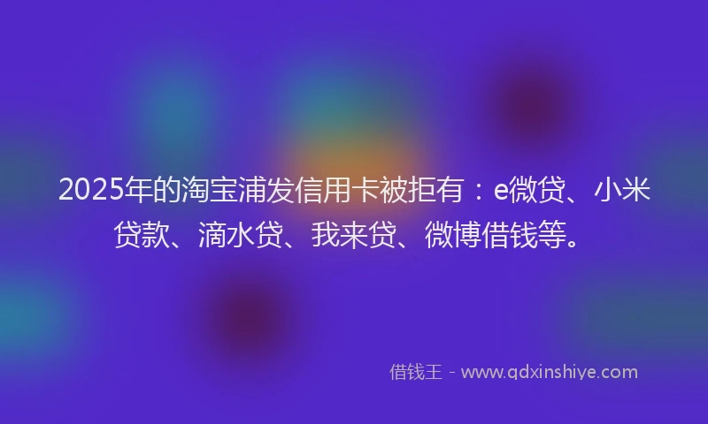 2025年的淘宝浦发信用卡被拒有：e微贷、小米贷款、滴水贷、我来贷、微博借钱等。