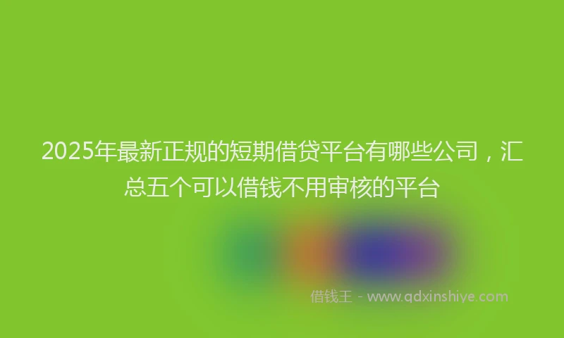 2025年最新正规的短期借贷平台有哪些公司，汇总五个可以借钱不用审核的平台