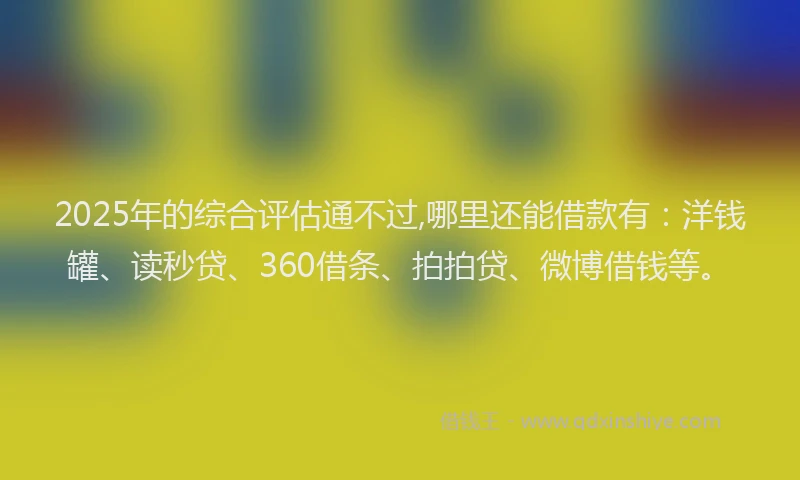 2025年的综合评估通不过,哪里还能借款有：洋钱罐、读秒贷、360借条、拍拍贷、微博借钱等。