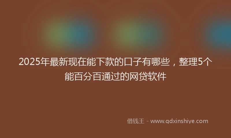 2025年最新现在能下款的口子有哪些，整理5个能百分百通过的网贷软件