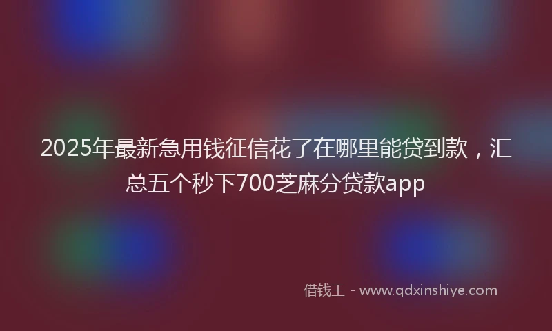 2025年最新急用钱征信花了在哪里能贷到款，汇总五个秒下700芝麻分贷款app