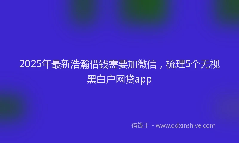 2025年最新浩瀚借钱需要加微信，梳理5个无视黑白户网贷app