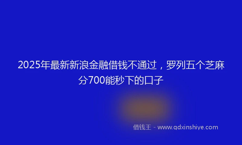 2025年最新新浪金融借钱不通过，罗列五个芝麻分700能秒下的口子