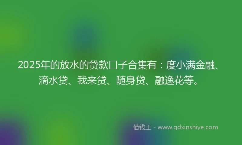 2025年的放水的贷款口子合集有：度小满金融、滴水贷、我来贷、随身贷、融逸花等。