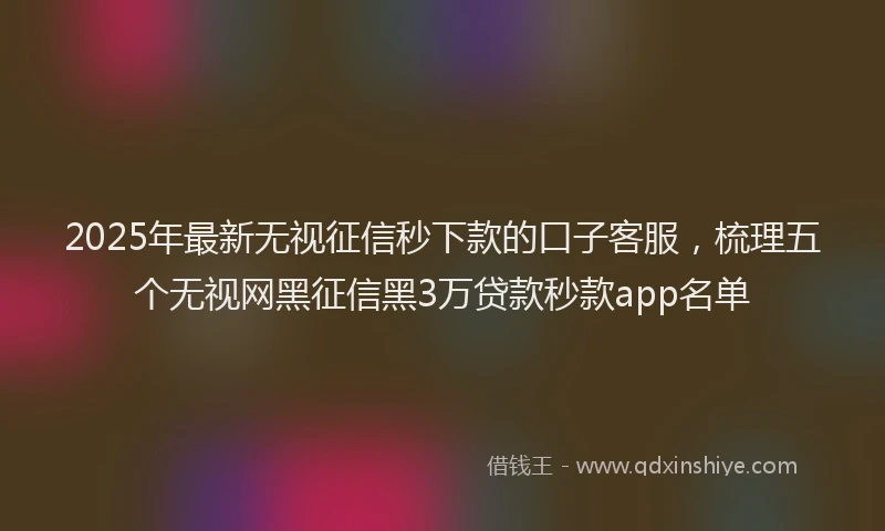 2025年最新无视征信秒下款的口子客服，梳理五个无视网黑征信黑3万贷款秒款app名单
