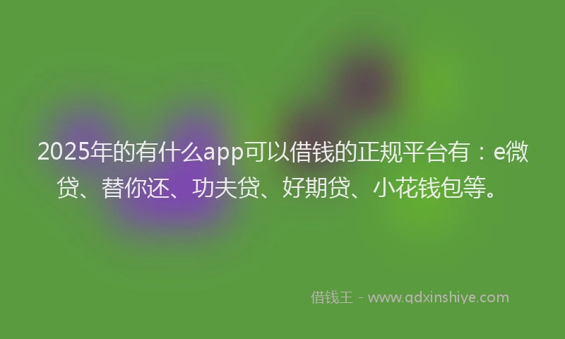 2025年的有什么app可以借钱的正规平台有：e微贷、替你还、功夫贷、好期贷、小花钱包等。