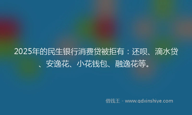2025年的民生银行消费贷被拒有：还呗、滴水贷、安逸花、小花钱包、融逸花等。