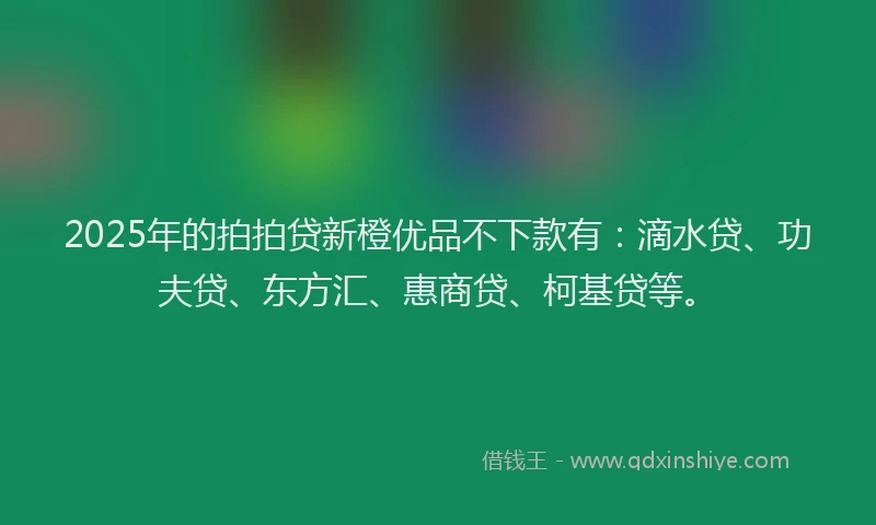 2025年的拍拍贷新橙优品不下款有：滴水贷、功夫贷、东方汇、惠商贷、柯基贷等。