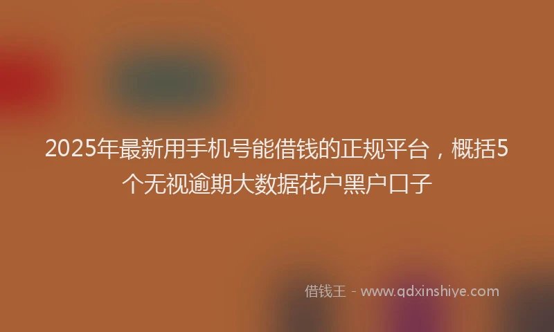 2025年最新用手机号能借钱的正规平台，概括5个无视逾期大数据花户黑户口子