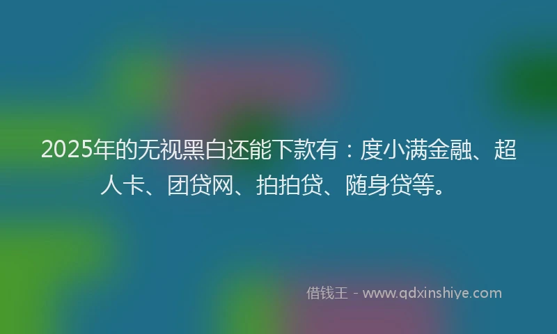 2025年的无视黑白还能下款有:度小满金融、超人卡、团贷网、拍拍贷、随身贷等。