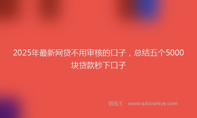 2025年最新网贷不用审核的口子，总结五个5000块贷款秒下口子