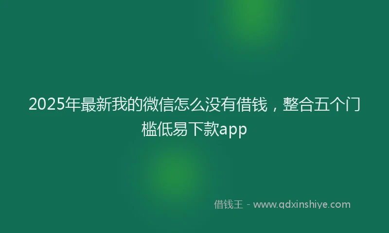 2025年最新我的微信怎么没有借钱，整合五个门槛低易下款app