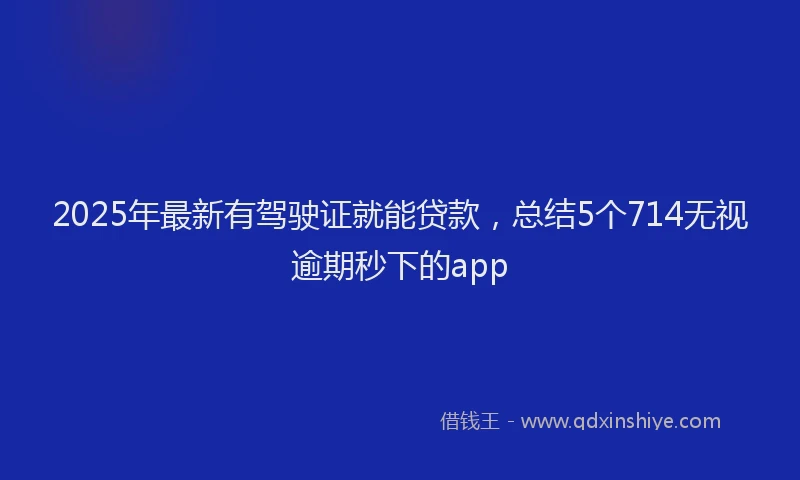 2025年最新有驾驶证就能贷款，总结5个714无视逾期秒下的app