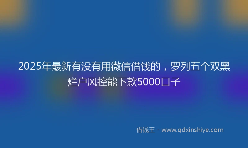2025年最新有没有用微信借钱的，罗列五个双黑烂户风控能下款5000口子