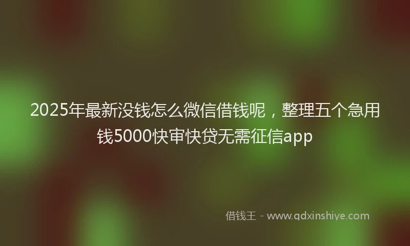 2025年最新没钱怎么微信借钱呢，整理五个急用钱5000快审快贷无需征信app