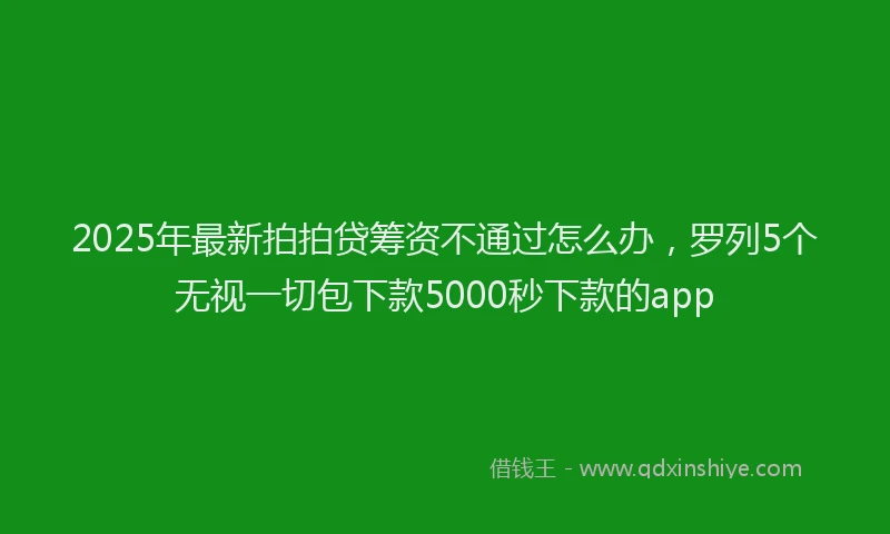 2025年最新拍拍贷筹资不通过怎么办，罗列5个无视一切包下款5000秒下款的app