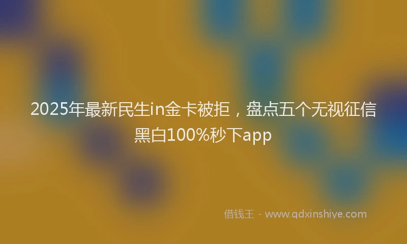 2025年最新民生in金卡被拒，盘点五个无视征信黑白100%秒下app