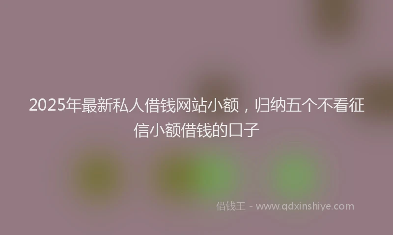 2025年最新私人借钱网站小额，归纳五个不看征信小额借钱的口子