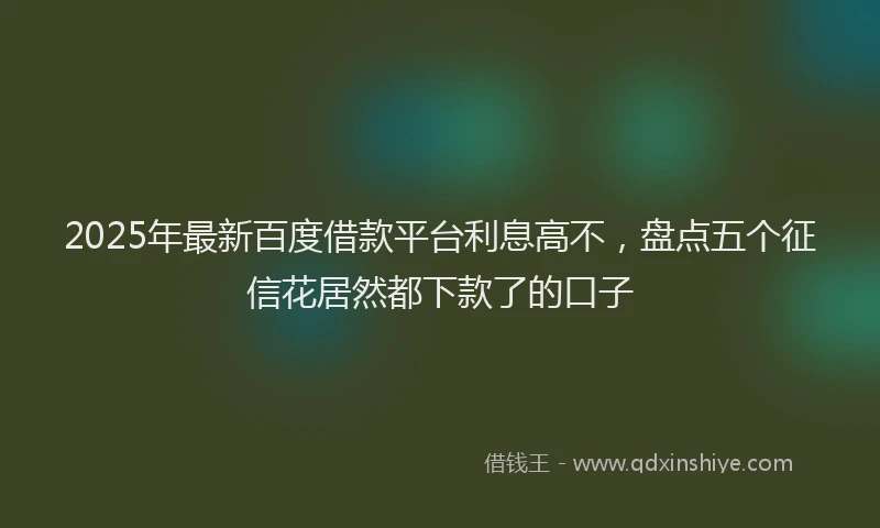 2025年最新百度借款平台利息高不，盘点五个征信花居然都下款了的口子