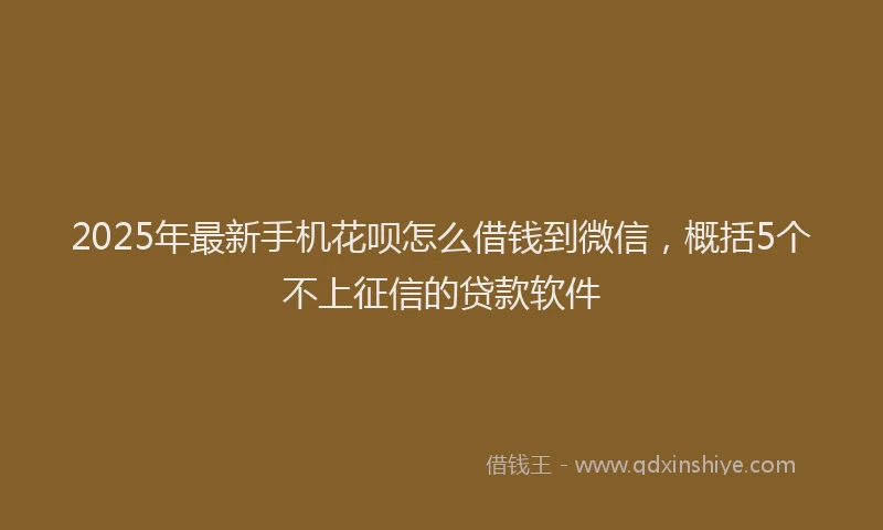2025年最新手机花呗怎么借钱到微信，概括5个不上征信的贷款软件