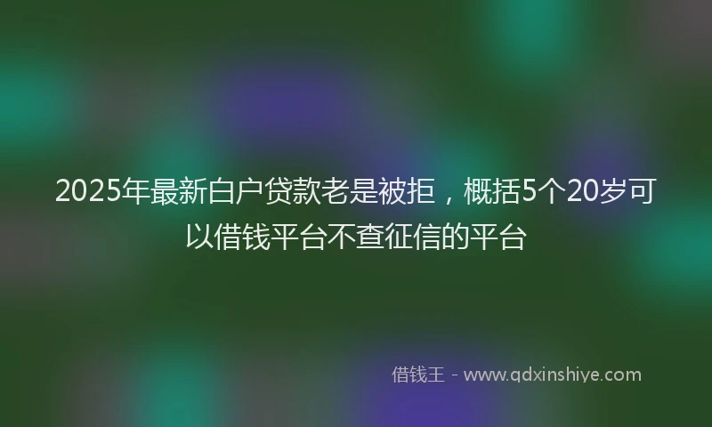 2025年最新白户贷款老是被拒，概括5个20岁可以借钱平台不查征信的平台