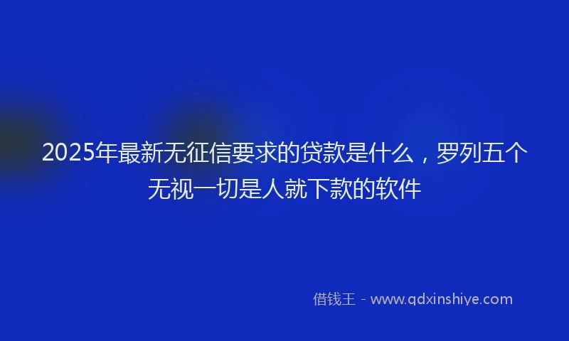 2025年最新无征信要求的贷款是什么，罗列五个无视一切是人就下款的软件