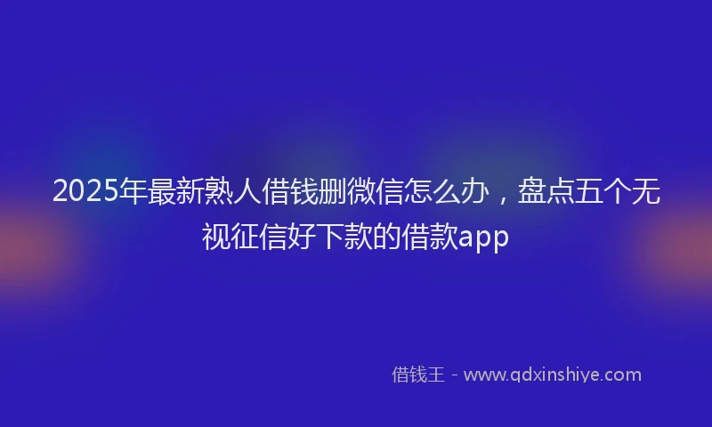 2025年最新熟人借钱删微信怎么办，盘点五个无视征信好下款的借款app