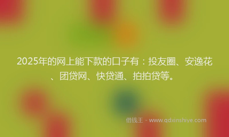2025年的网上能下款的口子有：投友圈、安逸花、团贷网、快贷通、拍拍贷等。