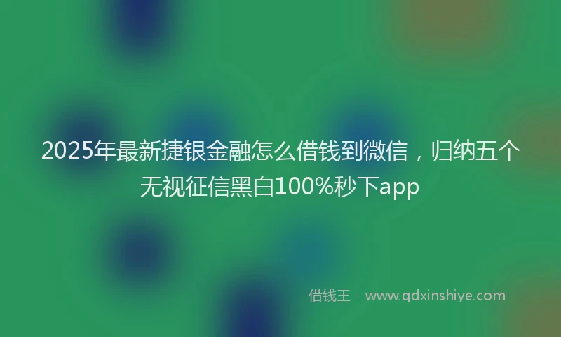 2025年最新捷银金融怎么借钱到微信，归纳五个无视征信黑白100%秒下app