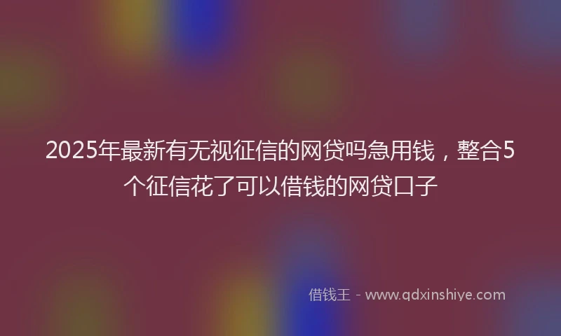 2025年最新有无视征信的网贷吗急用钱，整合5个征信花了可以借钱的网贷口子