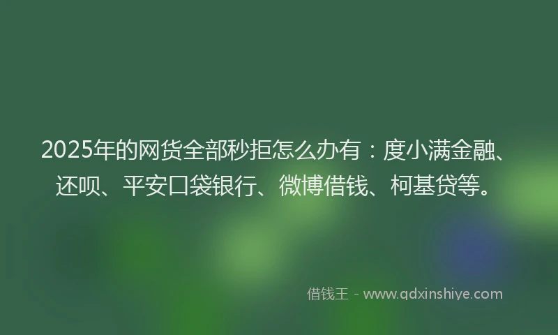 2025年的网货全部秒拒怎么办有：度小满金融、还呗、平安口袋银行、微博借钱、柯基贷等。