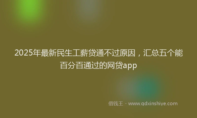 2025年最新民生工薪贷通不过原因，汇总五个能百分百通过的网贷app