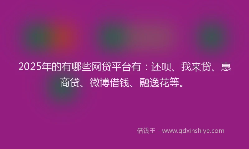 2025年的有哪些网贷平台有：还呗、我来贷、惠商贷、微博借钱、融逸花等。