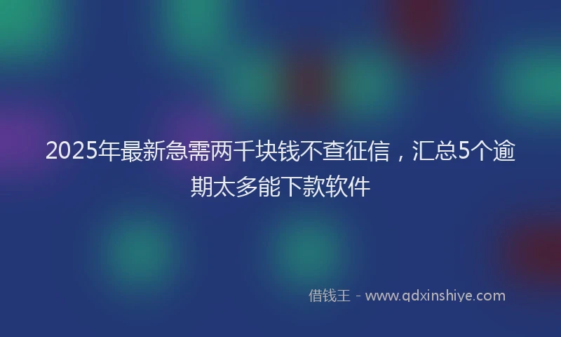 2025年最新急需两千块钱不查征信，汇总5个逾期太多能下款软件