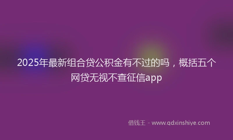 2025年最新组合贷公积金有不过的吗，概括五个网贷无视不查征信app