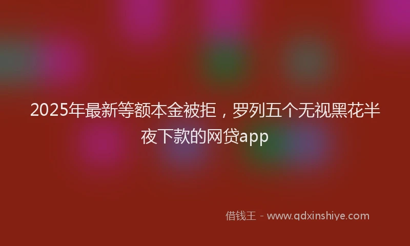2025年最新等额本金被拒，罗列五个无视黑花半夜下款的网贷app