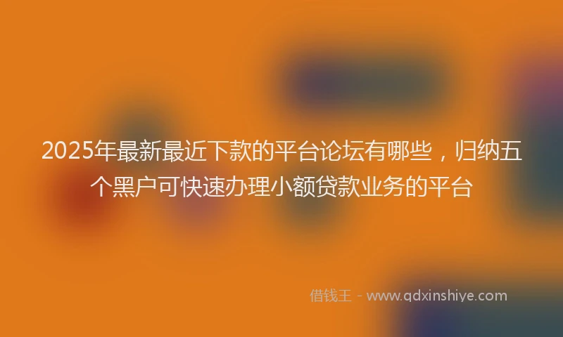 2025年最新最近下款的平台论坛有哪些，归纳五个黑户可快速办理小额贷款业务的平台