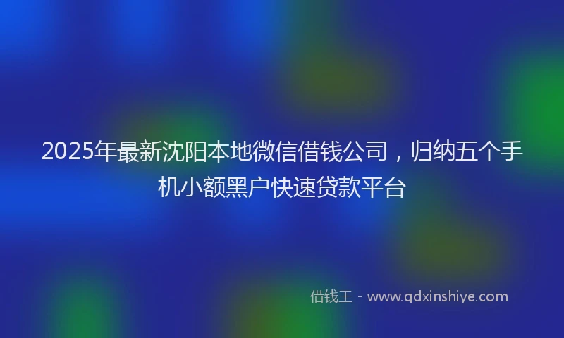 2025年最新沈阳本地微信借钱公司，归纳五个手机小额黑户快速贷款平台