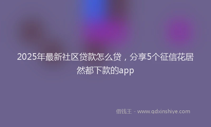 2025年最新社区贷款怎么贷，分享5个征信花居然都下款的app
