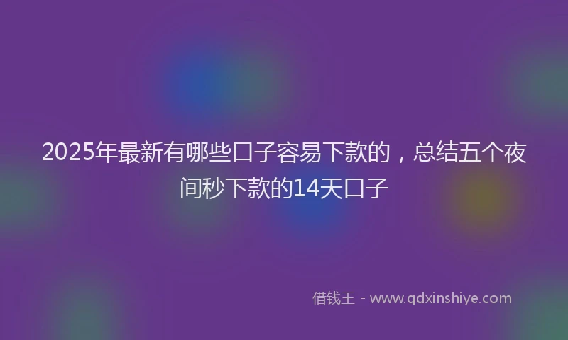 2025年最新有哪些口子容易下款的，总结五个夜间秒下款的14天口子