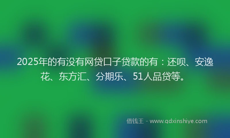 2025年的有没有网贷口子贷款的有：还呗、安逸花、东方汇、分期乐、51人品贷等。