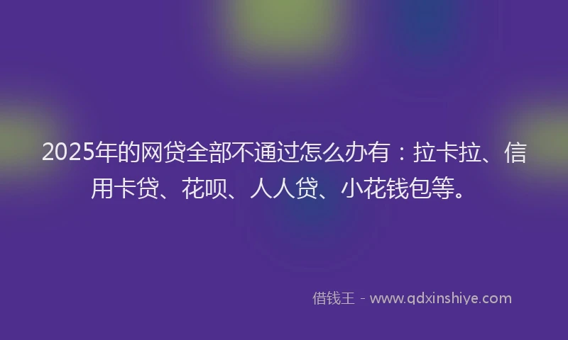 2025年的网贷全部不通过怎么办有：拉卡拉、信用卡贷、花呗、人人贷、小花钱包等。