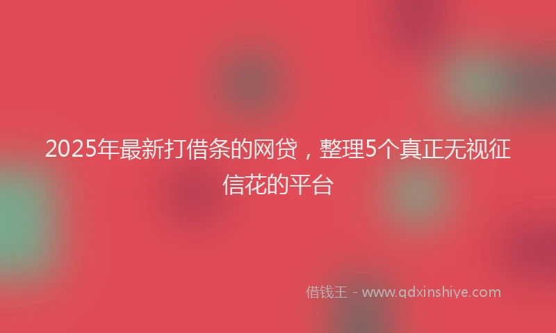 2025年最新打借条的网贷，整理5个真正无视征信花的平台
