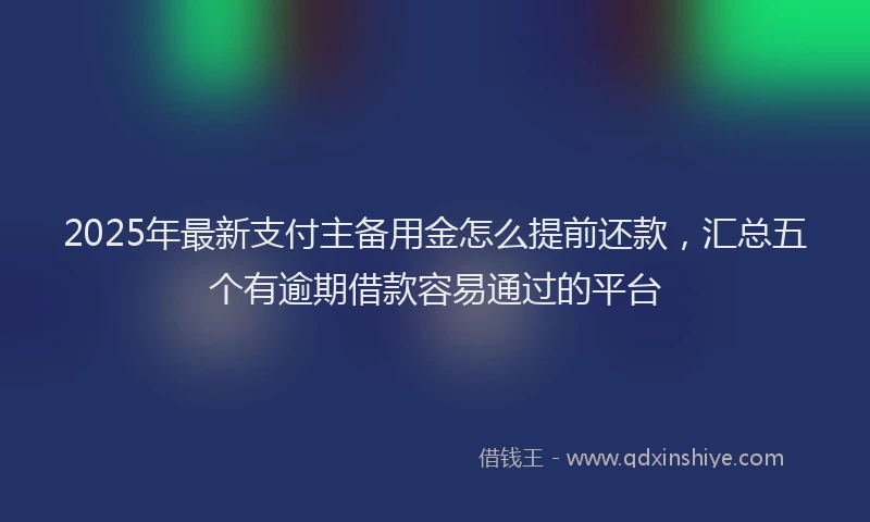 2025年最新支付主备用金怎么提前还款，汇总五个有逾期借款容易通过的平台