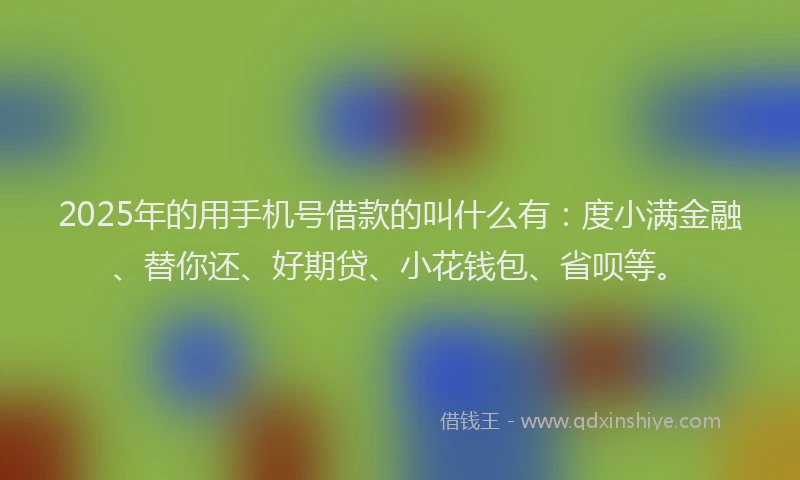2025年的用手机号借款的叫什么有：度小满金融、替你还、好期贷、小花钱包、省呗等。