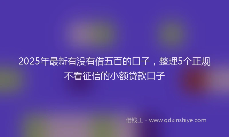 2025年最新有没有借五百的口子，整理5个正规不看征信的小额贷款口子